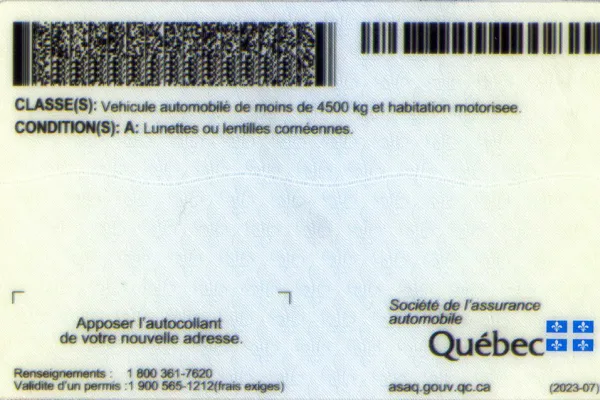 Buy Quebec fake ID front view online