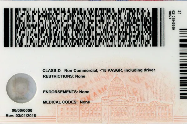 Buy Arkansas fake ID front view online
