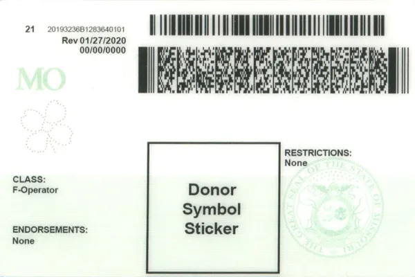 Buy Missouri fake ID front view online