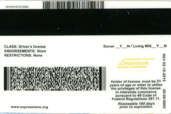 Buy Louisiana fake ID front view online