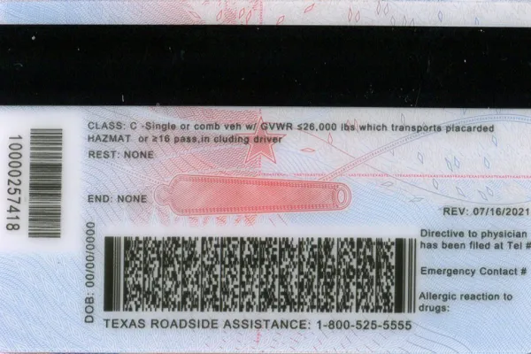 Buy Texas fake ID front view online