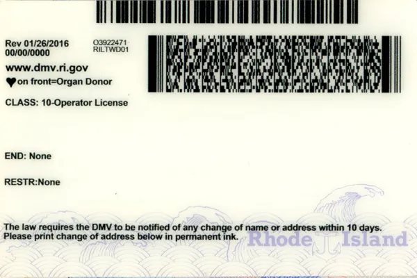 Buy Rhode Island fake ID front view online