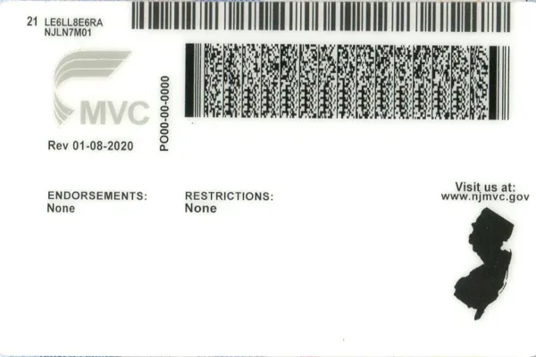 Buy New Jersey fake ID front view online