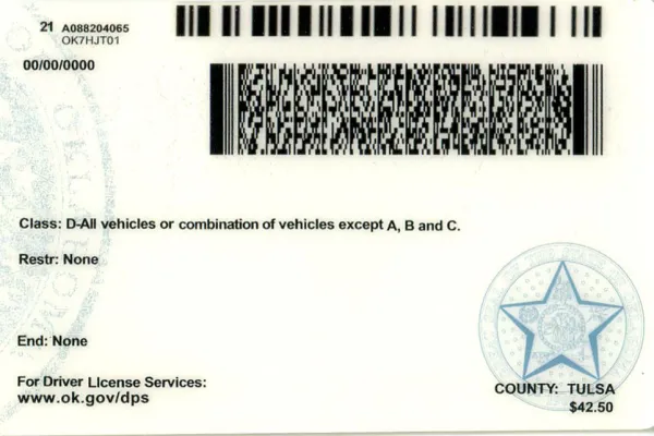 Buy Oklahoma fake ID front view online