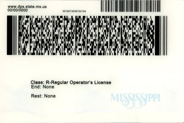 Buy Mississippi fake ID front view online